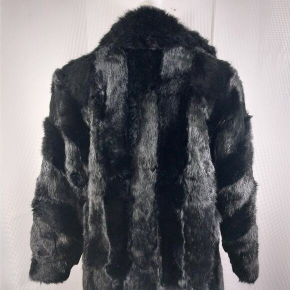 LEARSI! STUNNING BLACK GENUINE RABBIT FUR COAT, JACKET, STYLED LIKE A MINK! SZ M - Picture 8 of 13